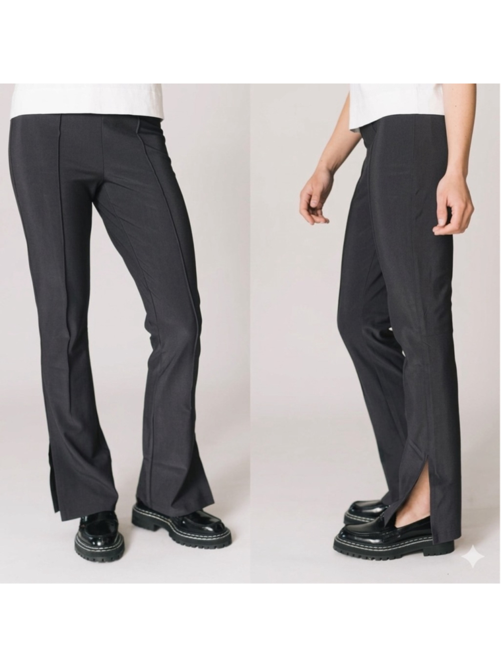 Epoque Evolution Jet Set Flare Pants In Carbon Grey Size 10 Petite